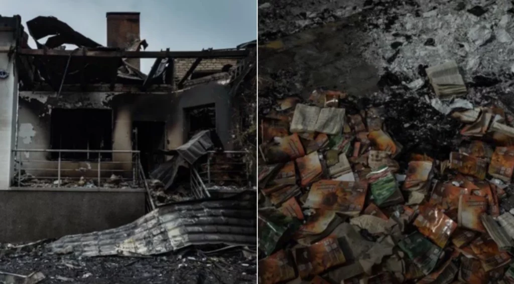 Bombardeio russo destruiu sede de entidade missionária e queimou Bíblias de um centro missionário