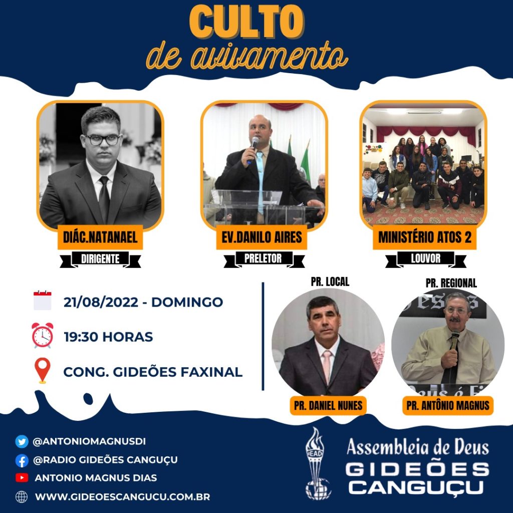 Vem ai culto de avivamento Espiritual e você é nosso convidado especial. Confira CARTAZ