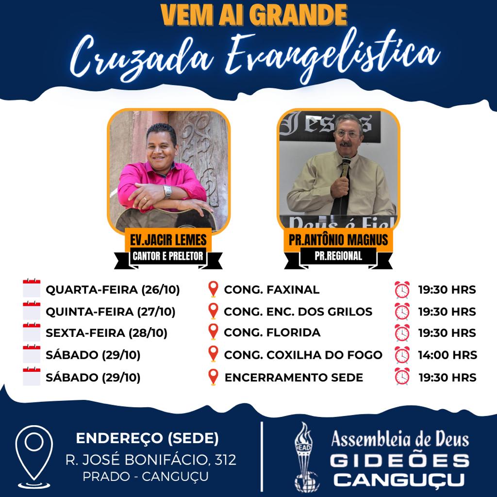 Vem aí mais uma cruzada evangelística com cantor Jacir lemes. Confira